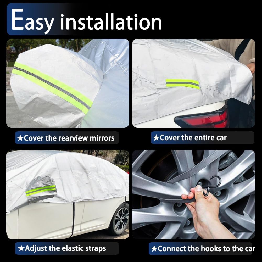 Half Car Cover Car Cover for Sunshade Half Car Body Cover Snow Cover Waterproof Universal Black 210D with Cotton (SUV/MPV)