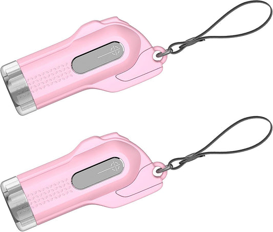 2-in-1 Window Glass Breaker Seatbelt Cutter, 2-Pack Emergency Keychain Car Escape Survival Tool, Safehammer for Land/Underwater, Pink