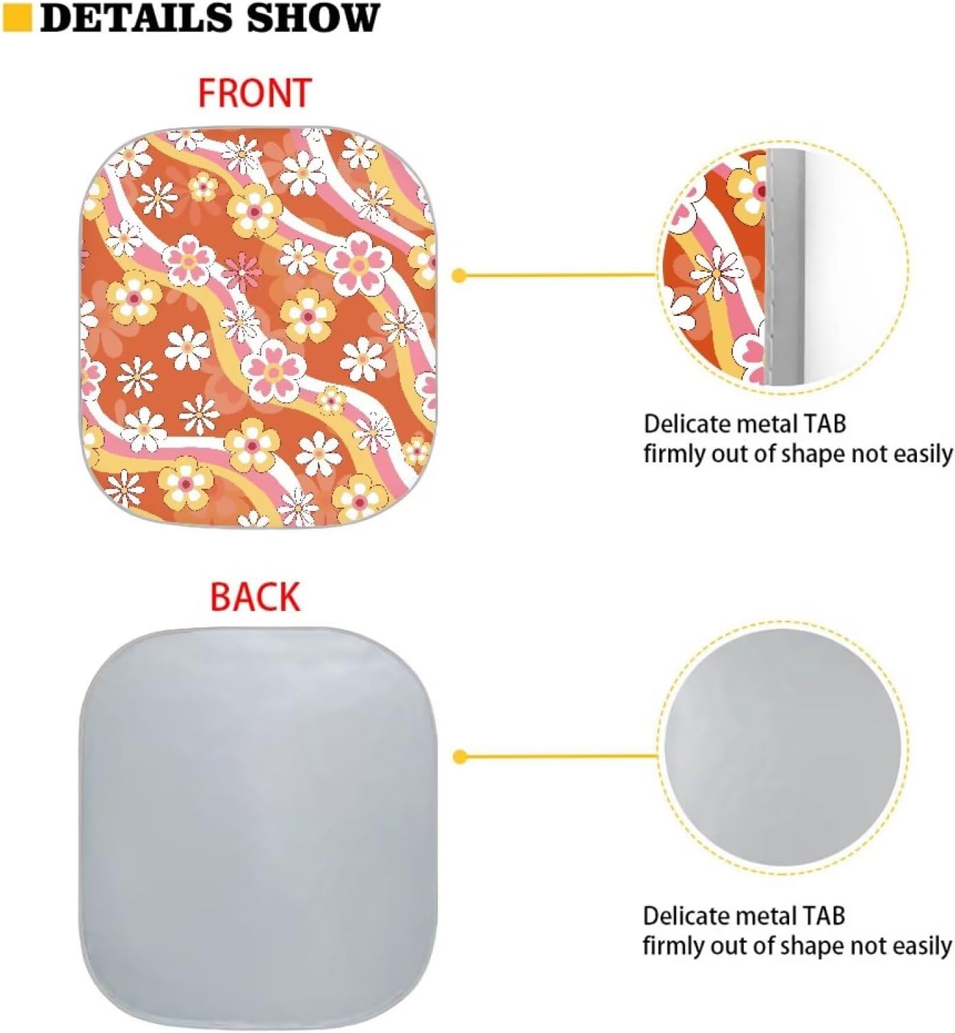 Renewold Universal Front Windshield Sunshade Hippie Flower Pattern Summer Car Window Covers UV Rays Sun Shade Outdoor Protective Automotive Sun Blocker Visor Foldable Sun Shield