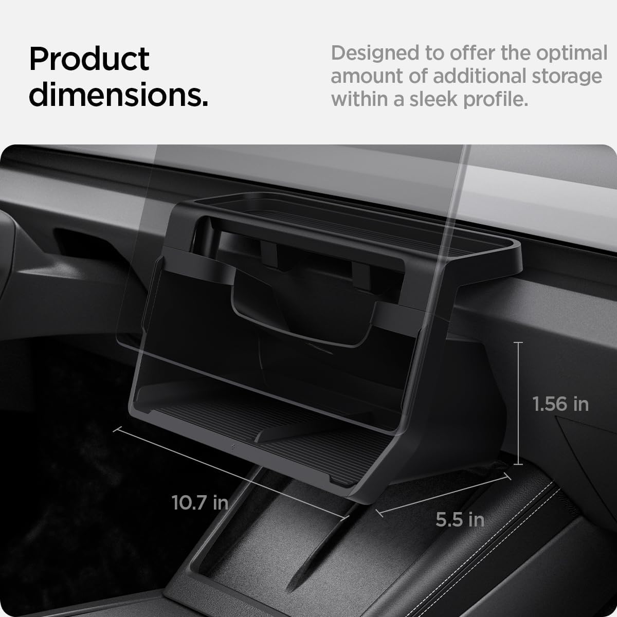 Spigen Under Screen Storage Organizer for Tesla Model Y Juniper & Model Y L (Standard, Premium & Performance 2026/2025) and Model 3 Highland (Standard, Premium & Performance 2026/25/24) - Black