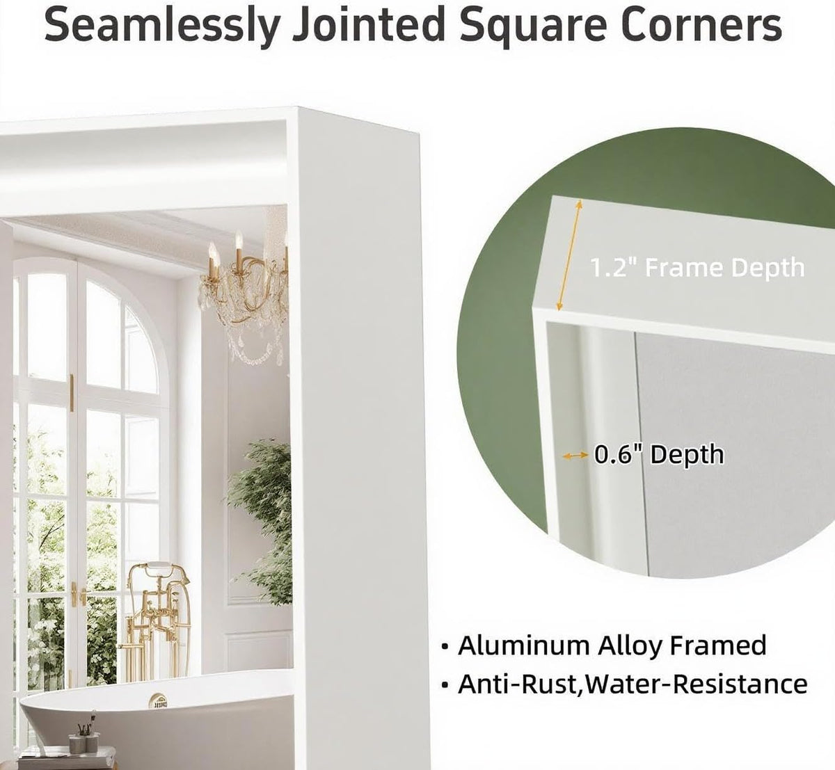 36x30 Inch Mirrors for Over Sink, White Framed Mirror for Bathroom