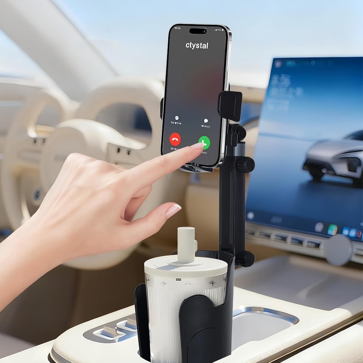 Upgrade Universal Cup Car Mount Stand Bracket Height Adjustable for All Phone Fit All Car Display Music Meeting Video Travel