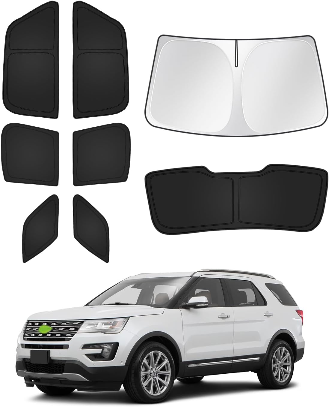 Canvcle Sunshades for Ford Explorer 2011-2019 Accessories Windshield Sun Shade Side Rear Window Shade Cover Sun Visor Shield Privacy Protection Keep Vehicle Cool Black 8PCS