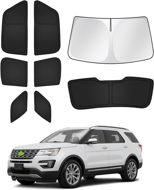 Canvcle Sunshades for Ford Explorer 2011-2019 Accessories Windshield Sun Shade Side Rear Window Shade Cover Sun Visor Shield Privacy Protection Keep Vehicle Cool Black 8PCS