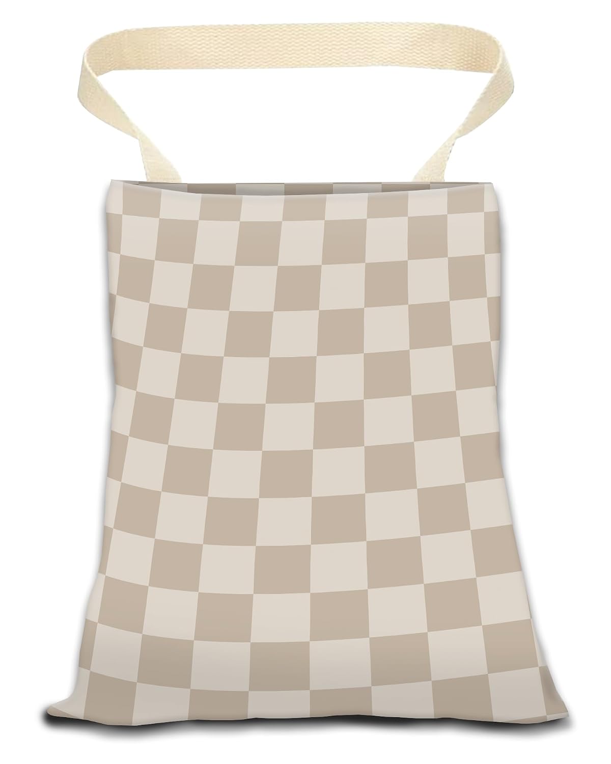 Car Trash Can, Durable Hanging Car Trash Garbage Bag, Cute Automotive Garbage Cans Organizer, Luxury Beige Checkerboard