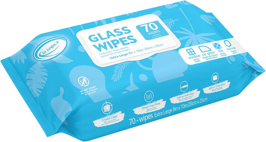 Air Jungles Bundle: Glass & Window Cleaner Wipes (70 Count) + 3-in-1 Leather Cleaner Wipes (70 Count), Extra Large 8" x 10"