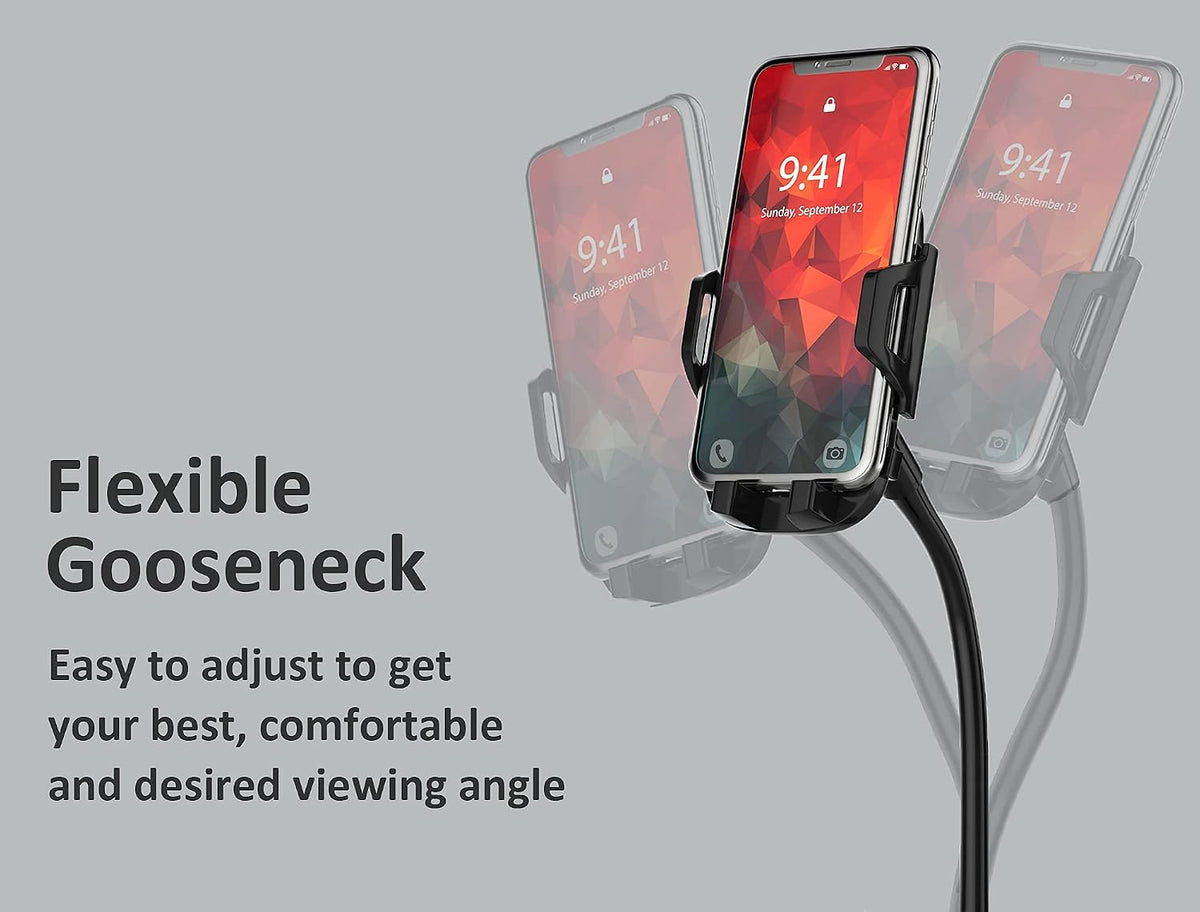 Dual Phone Holder for Car Cup Holder – Long Flexible Neck, 360° Rotatable Car Phone Mount - Adjustable Cell Cup Holder, Universal Size Fits 2 iPhone, Samsung, GPS and More (Cradle)
