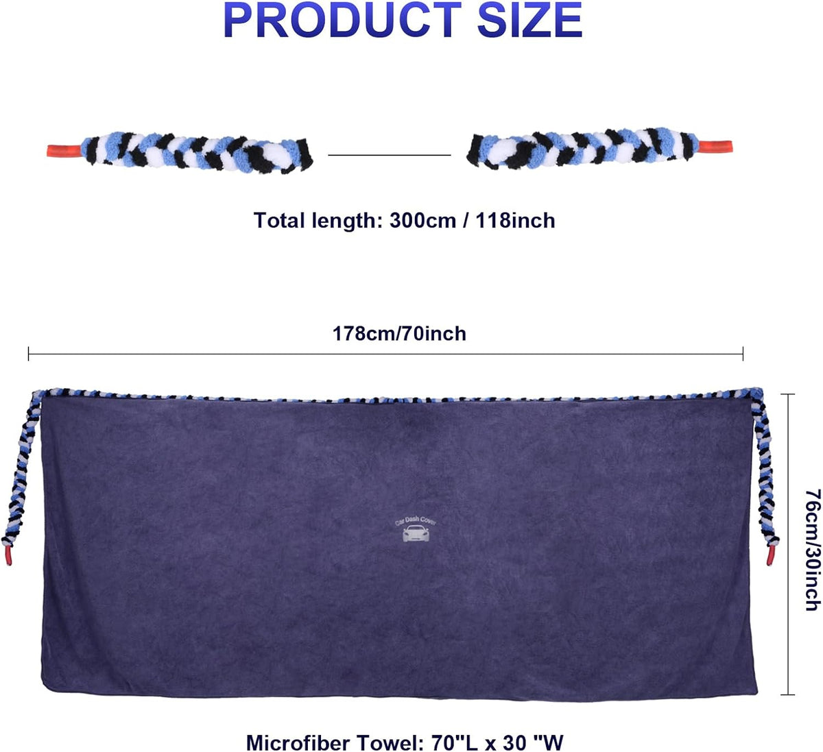 Car Window Tinting Dashboard Protecting Microfiber Towel, 2-in-1 Super Absorbent Fusion Towel Dash Cover and Soak Rope Tool for Vehicle Windshield Scratch-Free Tint Tools