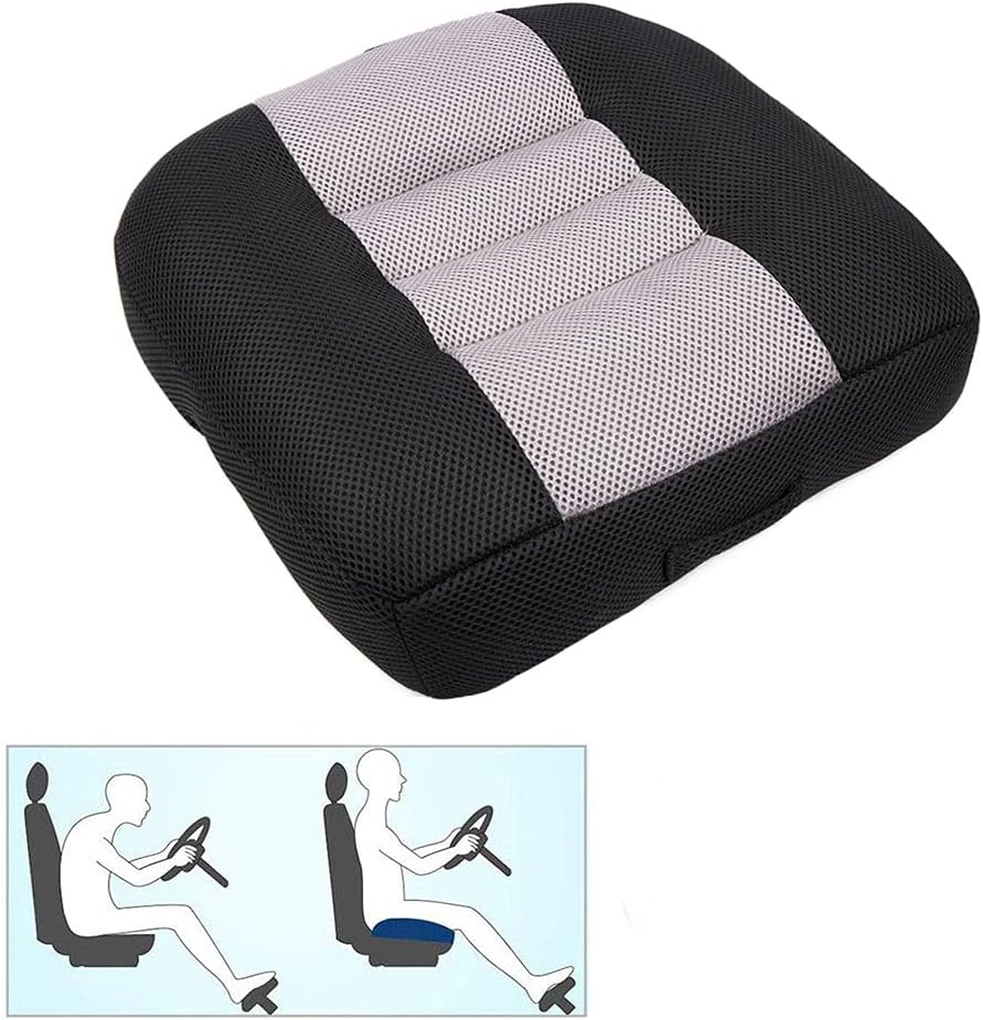 Srutirbo Car Booster Seat Cushion Heightening Height Boost Mat, Breathable Mesh Portable Car Seat Pad Angle Lift Seat for Car, Office,Home (Pure Black)