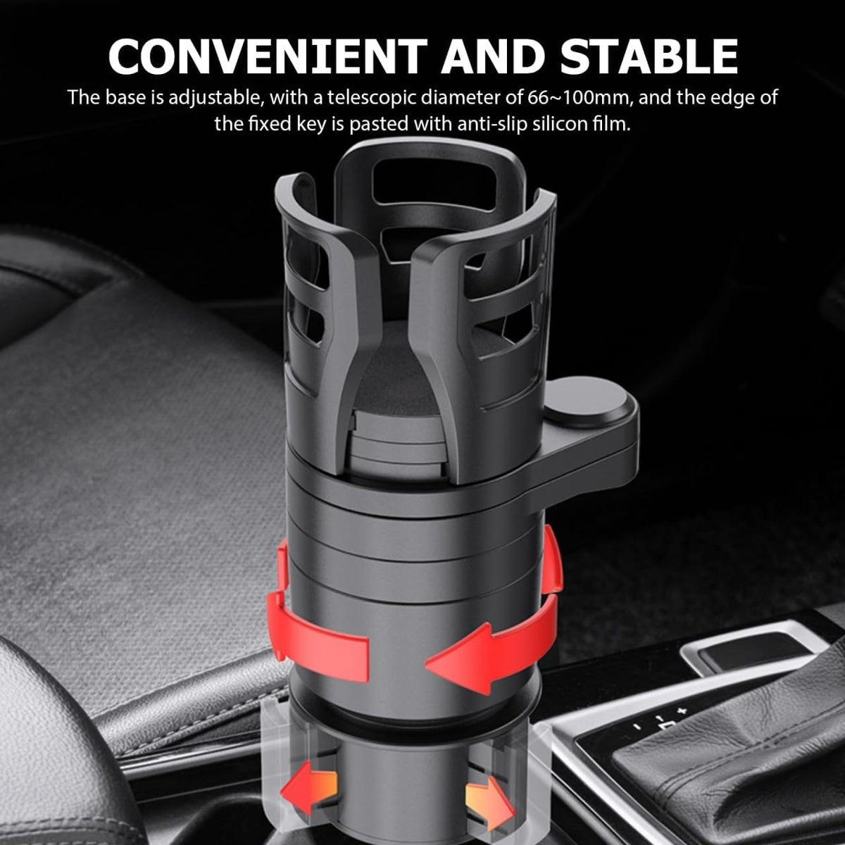 Cabilock Car Cup Holder Expander Multifunction Car Drink Holder with Rotating Base Adjustable Water Cup for Organizer Storage for Mugs and Bottles