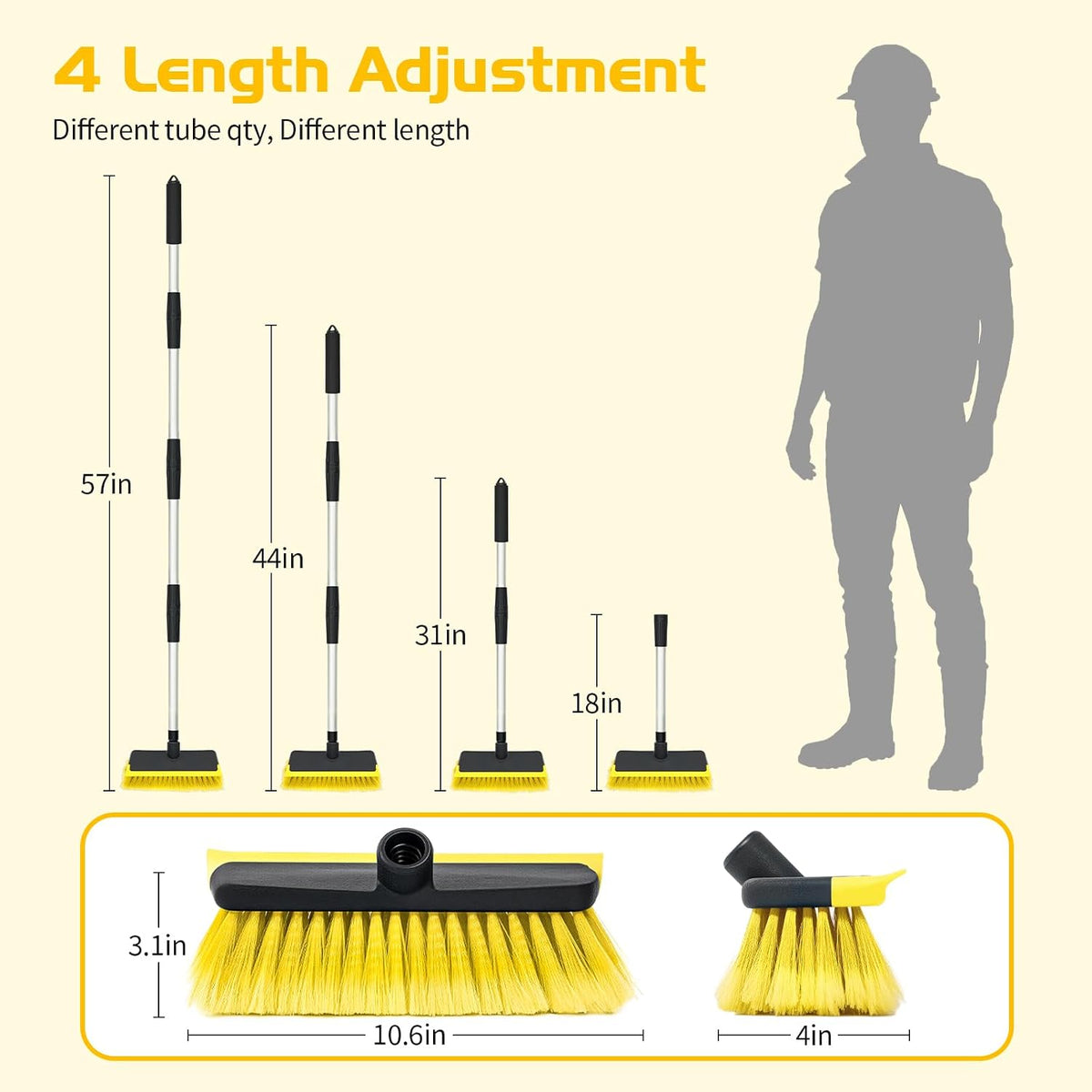 Ordenado 56" Car Wash Brush with Long Handle, Soft Bristle& Rubber Squeegee