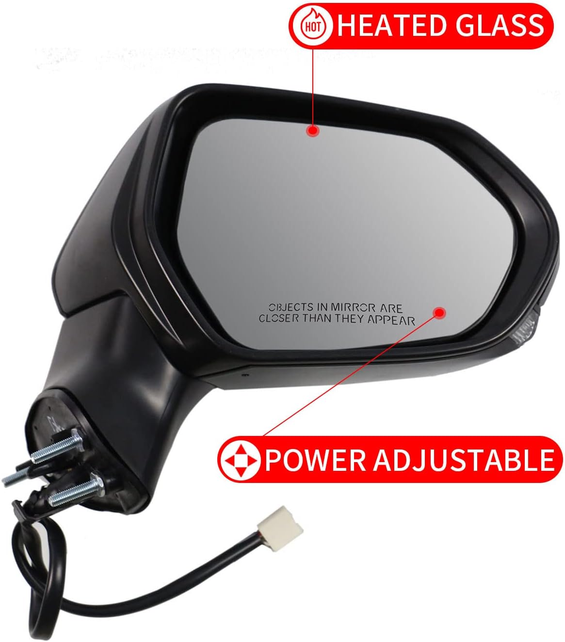 for Toyota Camry Side Mirror Assembly Passenger Side 2024 2018 2019 2020 2021 2022 2023 2024 | Power | Heated | Turn Signal | (POWER+LAMP+HEAT, Passenger Side(RH)) Replaces TO1321367