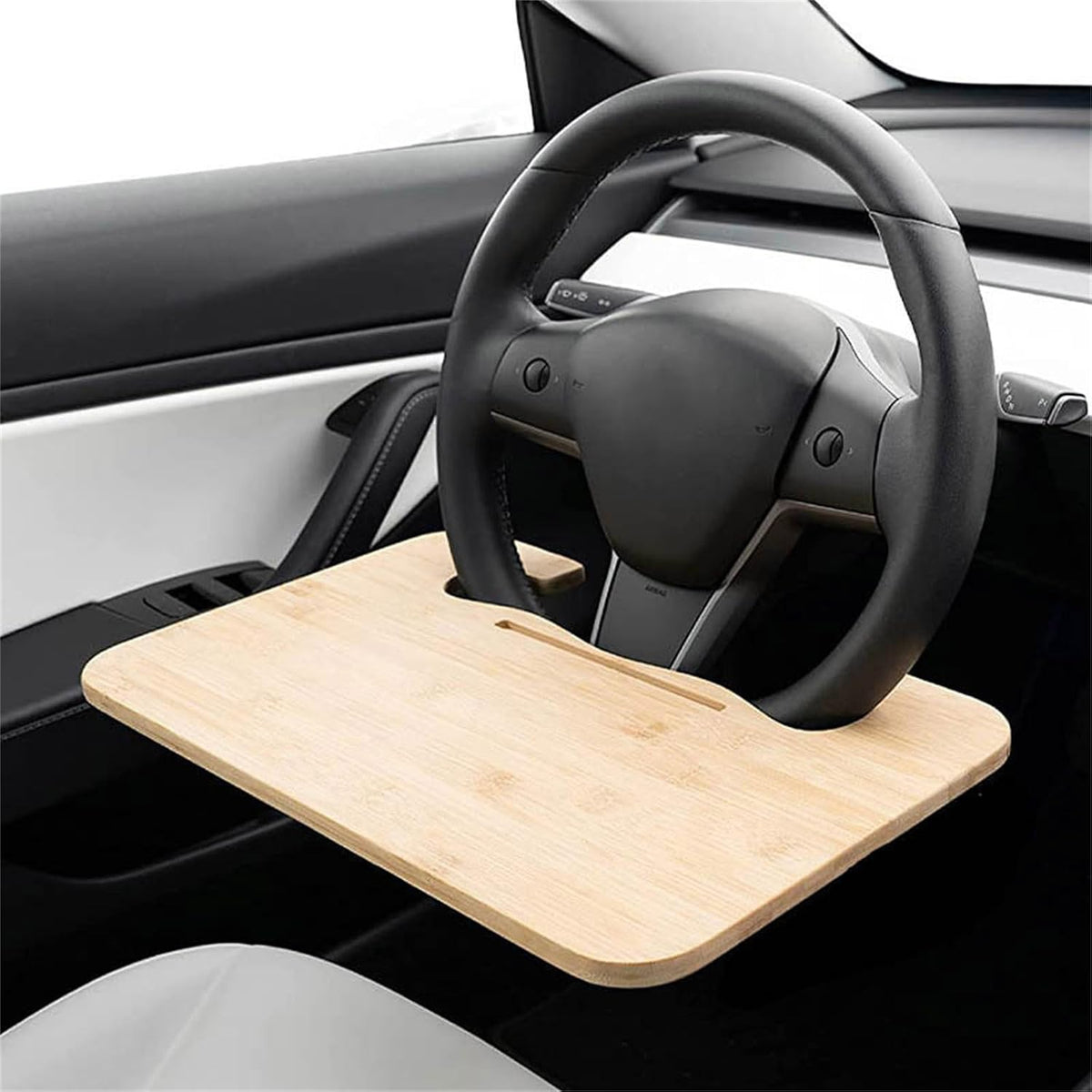 Natural Bamboos Steering for Car Double Surfaces Design Portable Foldable Food Laptop Desk Organizers Nonslip