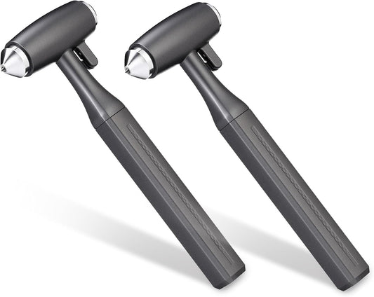 2 Pack 6.9" Heavy Duty Car Window Breaker, Tungsten Carbide Emergency Escape Tool for Laminated Glass, All Metal Safety Hammer with Seat Belt Cutter for Modern Vehicles