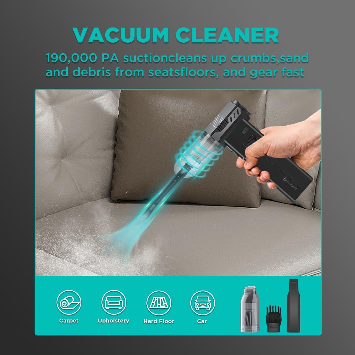5-in-1 Jump Starter with Air Duster, Portable Vacuum, 2000A Car Battery Booster, Air Inflator/Deflator, 8000mAh Power Bank - 130000RPM Blower Fan Multi-Function Emergency Tool for Car & Outdoor Use