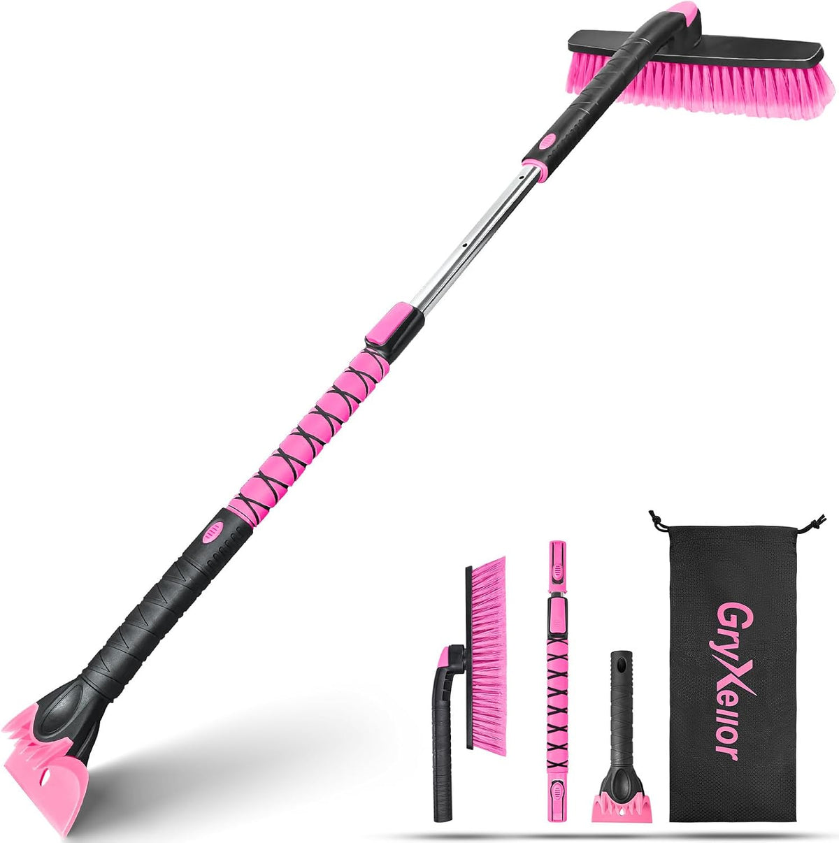 48 Inch Long Ice Scraper with Snow Brush Extendable 360° Pivoting