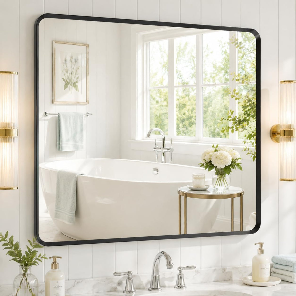 40x36 inch Black Rectangle Bathroom Mirror, Mirrors for Over Sink