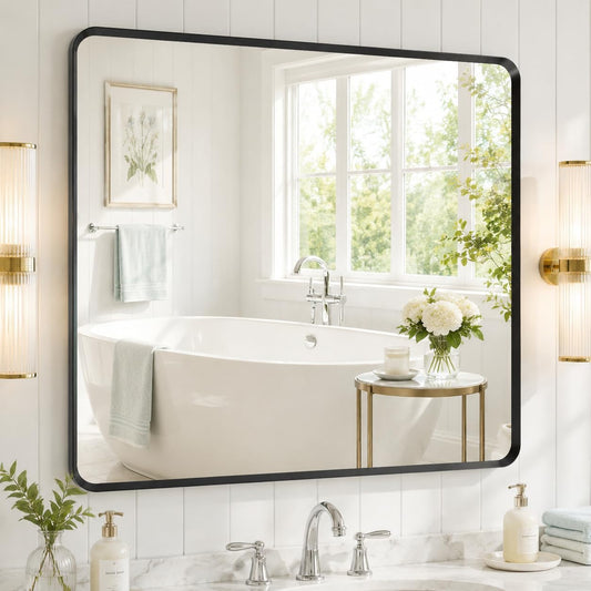 40x36 inch Black Rectangle Bathroom Mirror, Mirrors for Over Sink
