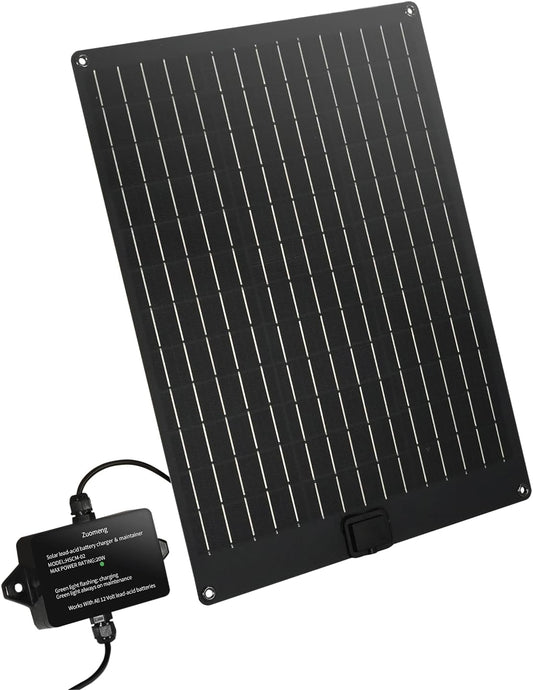20W Solar Battery Maintainer & Trickle Charger, MPPT & Pulse Tech Solar Panel Kit, 12V Lead-Acid Battery Charger, Weatherproof for Car Boat Dump Trailer Outdoor Use