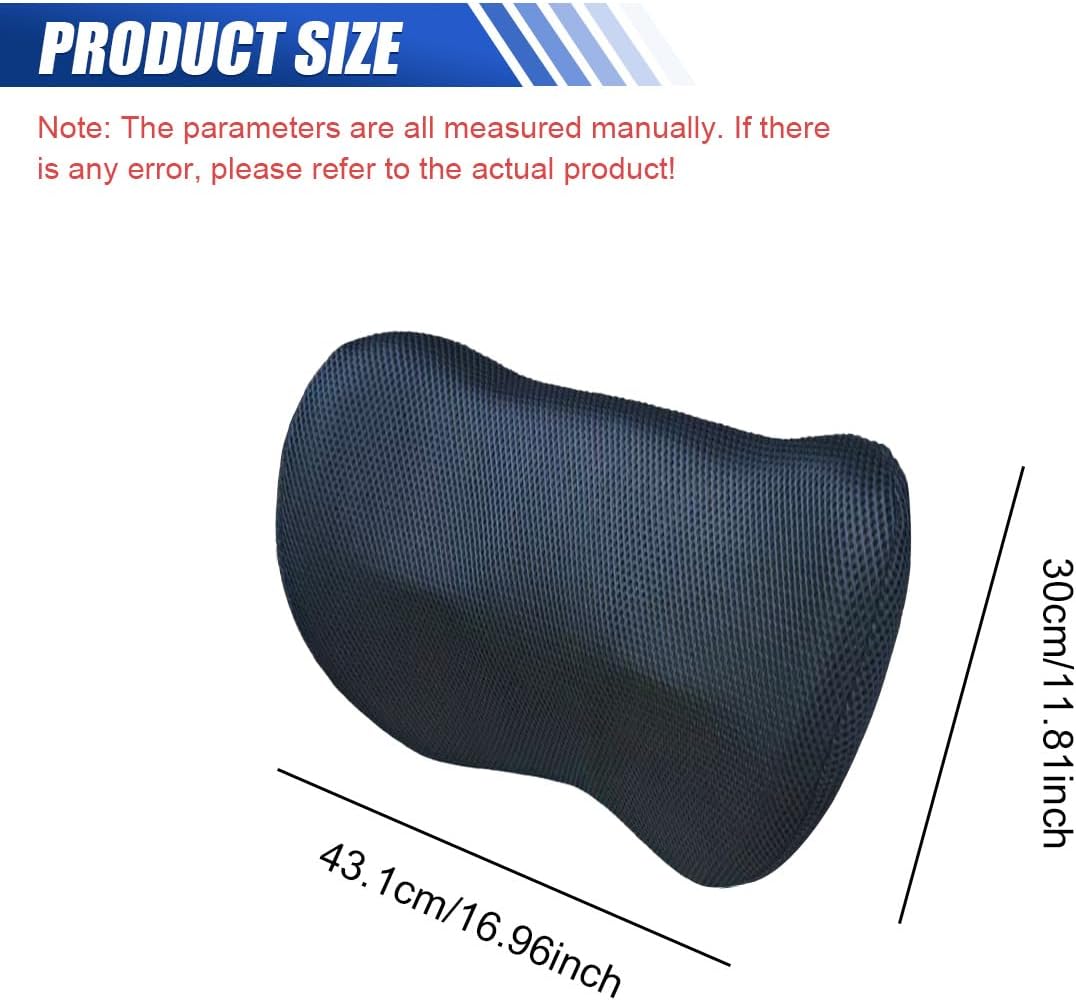 Car Lumbar Support Pillow, Breathable Memory Foam Car Seat Back Cushion for Comfortable Driving, Universal Auto Interior Rest Pillow for Home, Office, Wheelchair (Blue)