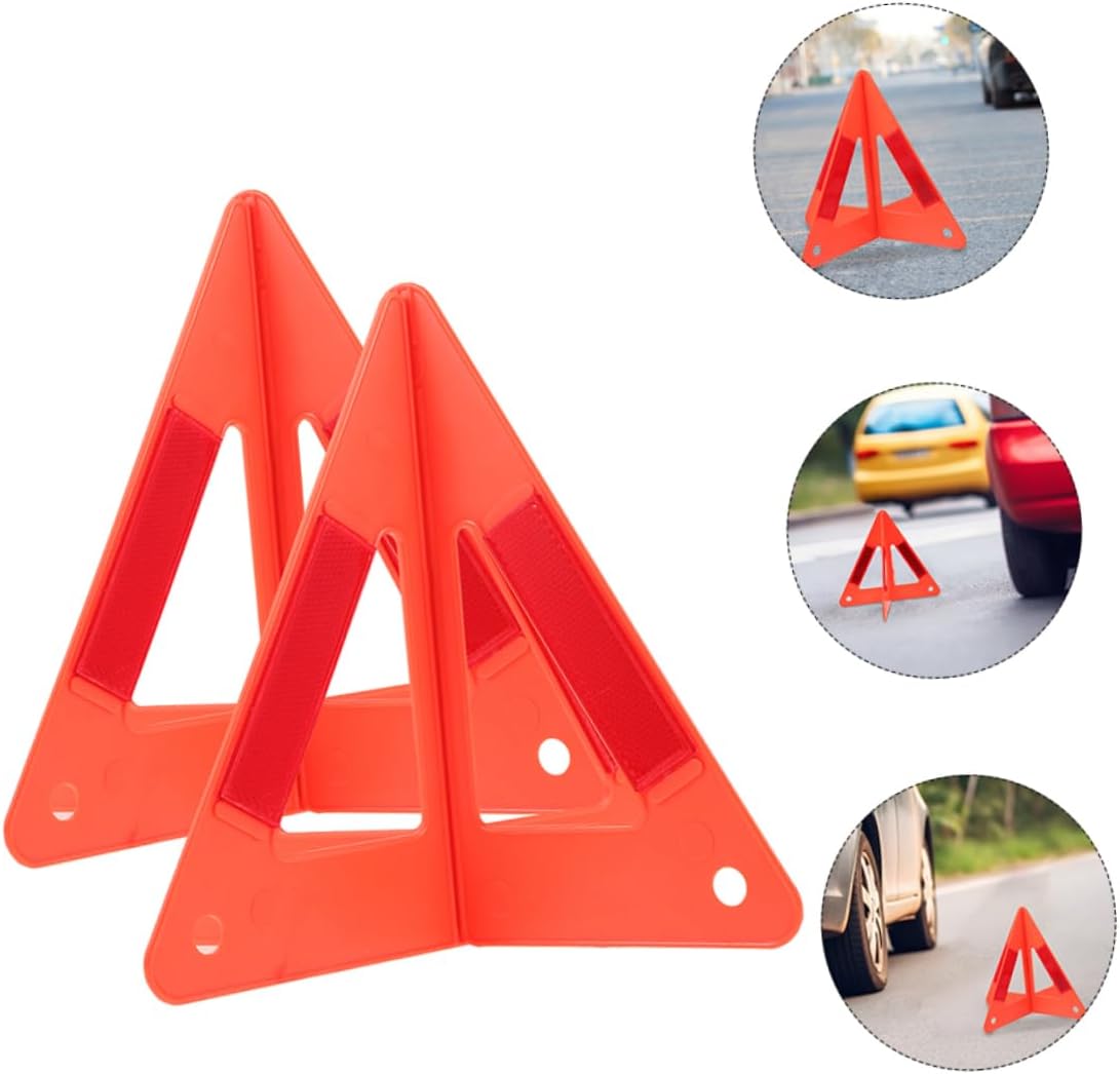 3pcs Reflective Roadside Warning Triangles Lightweight Emergency Triangles for Vehicles Durable Stable Design for Roadside Safety and Breakdown Situations