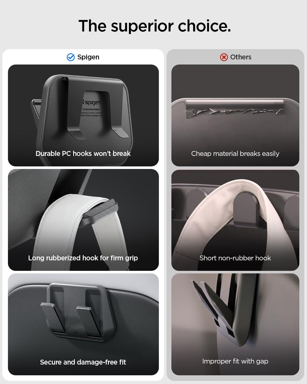 Spigen Seat Hook for Tesla Model Y Juniper and Model 3 Highland - 2 Pack