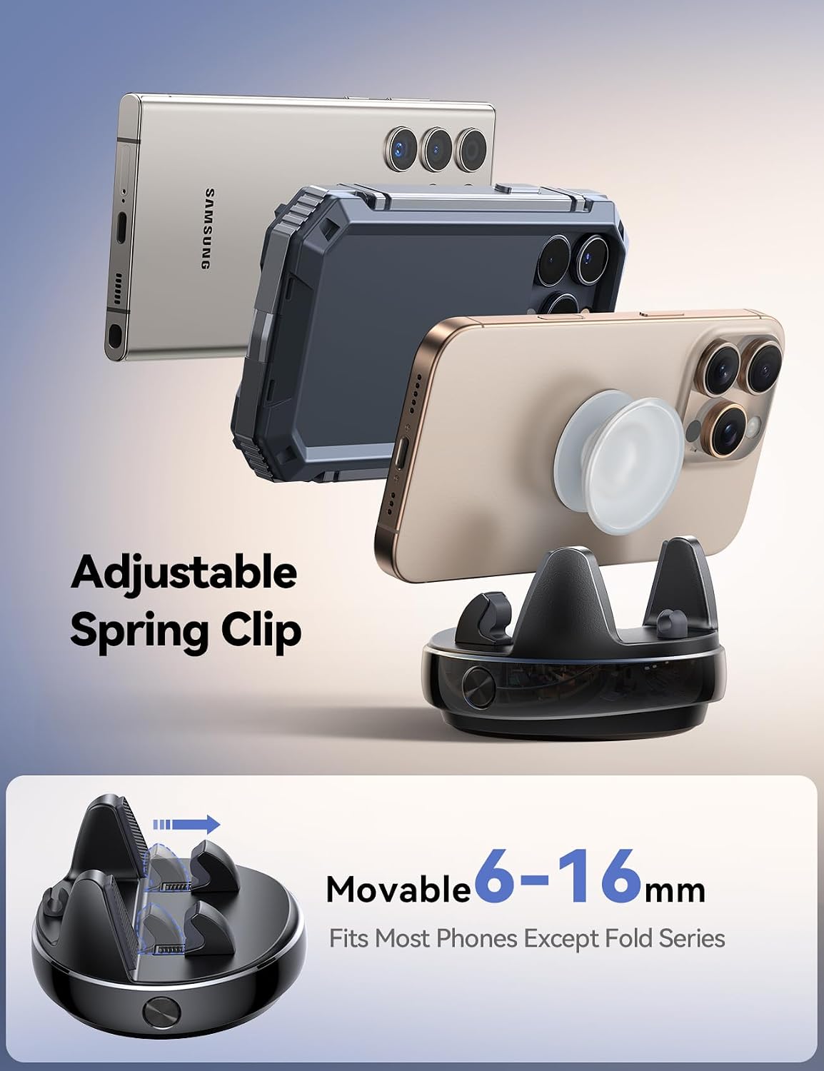 Car Phone Holder, 360° Adjustable & Avoid Sun Glare Dashboard Phone Holder