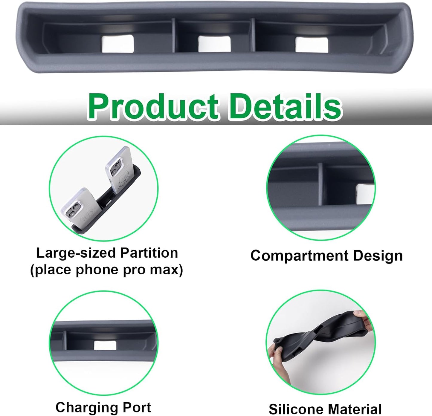 PIMCAR Truck Phone Holder for 2023 2024 2025 2026 Ford F250 F350 F450 F550 Pocket Insert Organizer with USB Hole, Premium Silicone Anti-Tipping Phone Stand, Super Duty OEM Accessories