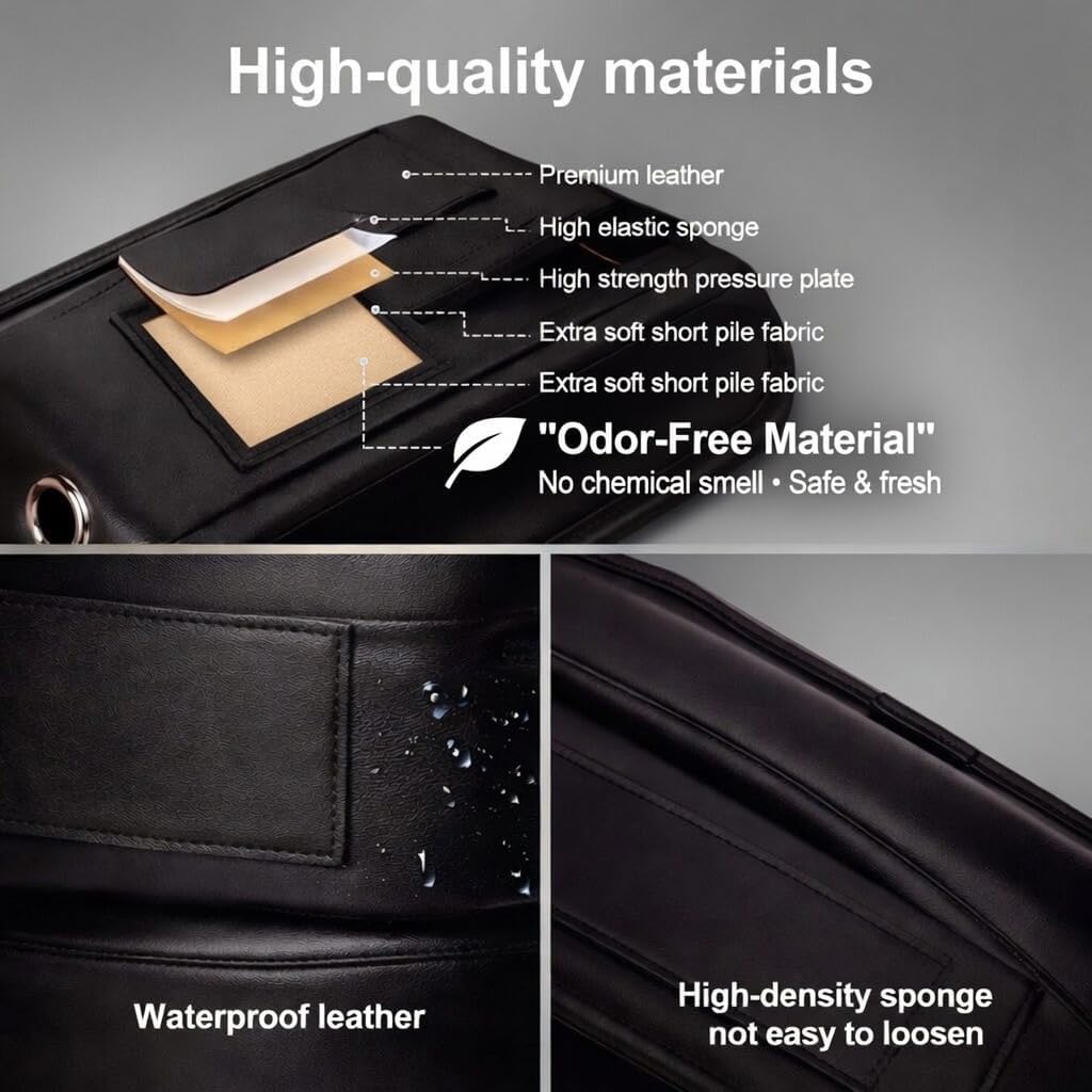 Car Seat Gap Organizer - Premium PU Leather Gap Filler with Storage Pockets, Universal Fit for Car, Truck, SUV - Prevents Phone, Keys from Falling Between Seats, Black