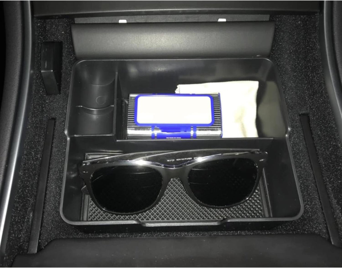 Compatible with Tesla Model 3/Y Accessories Center Console Organizer Tray Fits for Tesla Model 3 2017 2018 2019 2020 /Model Y 2020 （The cover closed Rotary version）