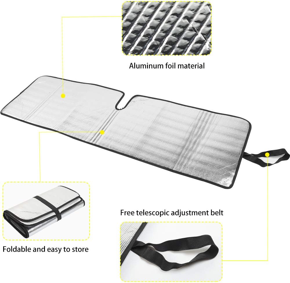 Windshield Sunshade Sun Shade Heat Shield Sun Visor Mat Compatible with Jeep Wrangler Rubicon Sahara TJ JK JKU 2 Door & 4 Door