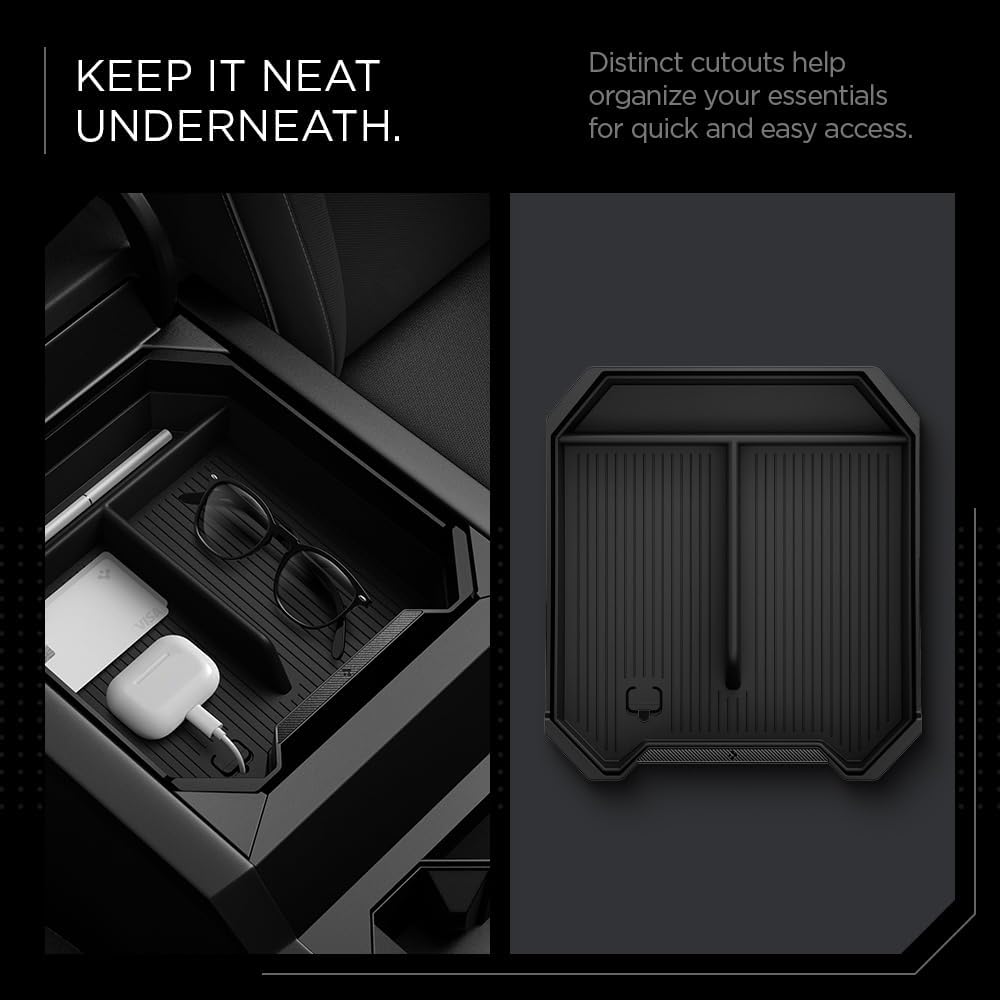 Spigen Center Console Organizer Tray Designed for Tesla Cybertruck Accessories 2026/2025/2024/2023 (Top) (Carbon Edition)