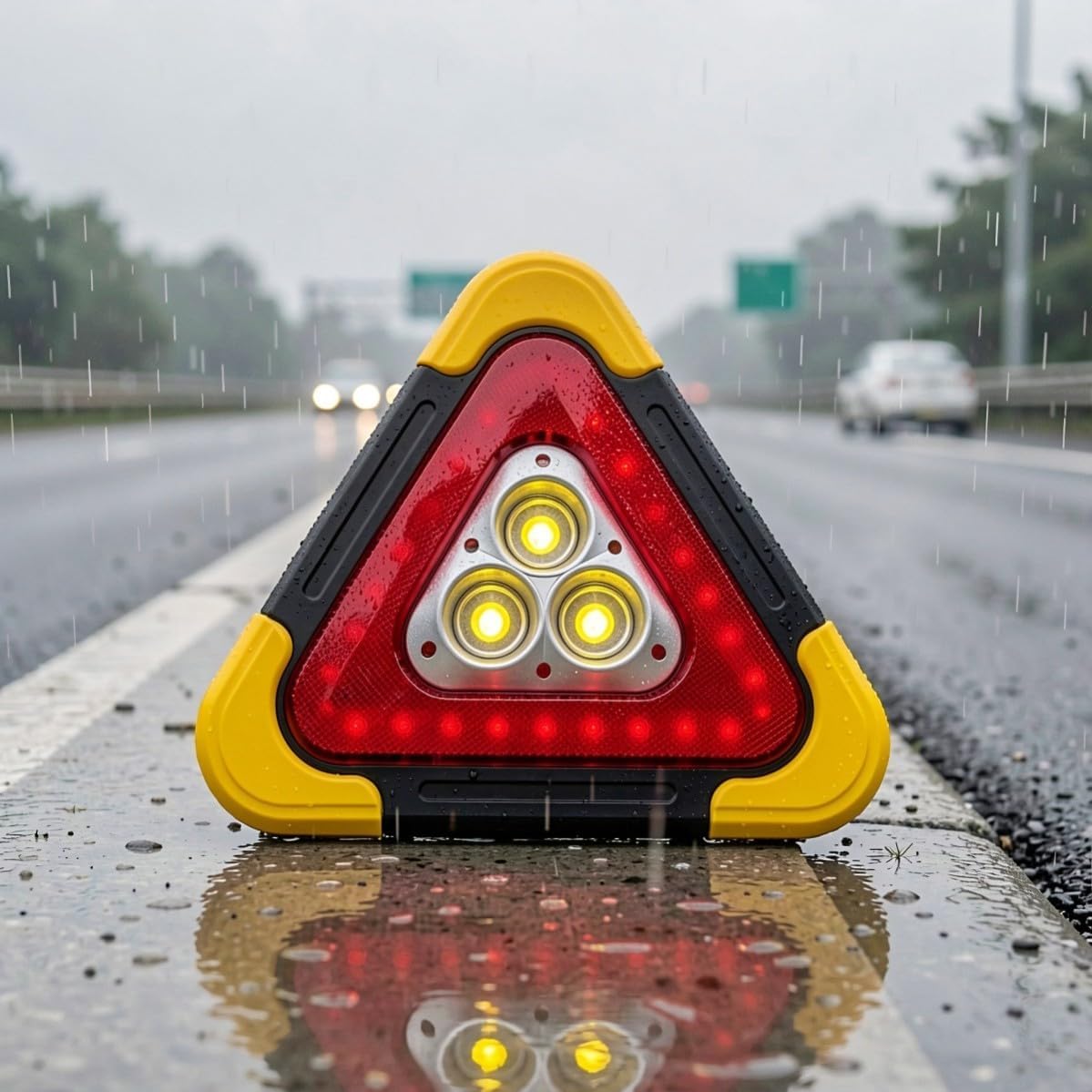 Foldable LED Warning Safety Triangle for Vehicles and Motorcycles
