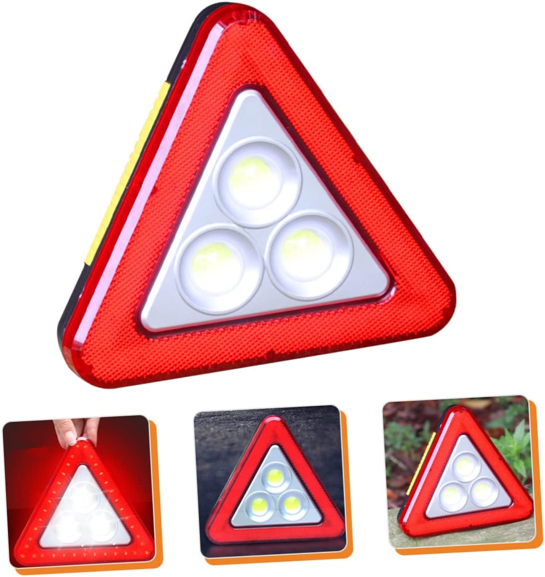 Reflective Roadside Safety Triangle with LED Lights, Plastic