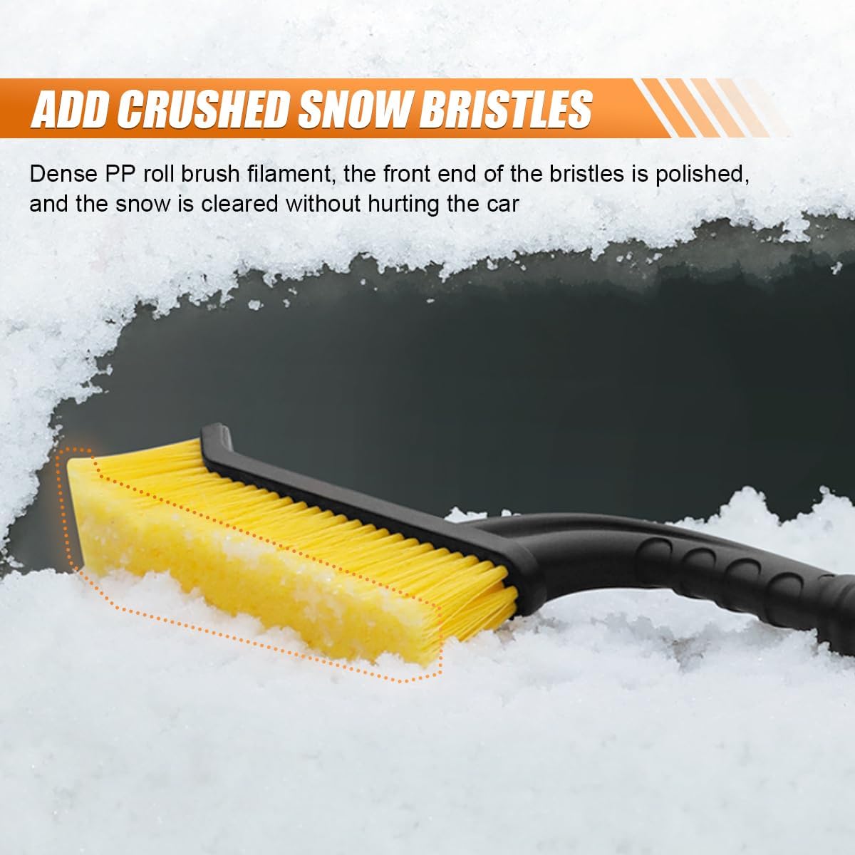26" Snow Brush and Ice Scraper for Car Windshield – 2 in 1 Winter Snow Removal Tool with Detachable Ice Shovel – Universal Snow Scraper with Ergonomic Foam Grip, No Scratch Broom for SUV Truck(Yellow)