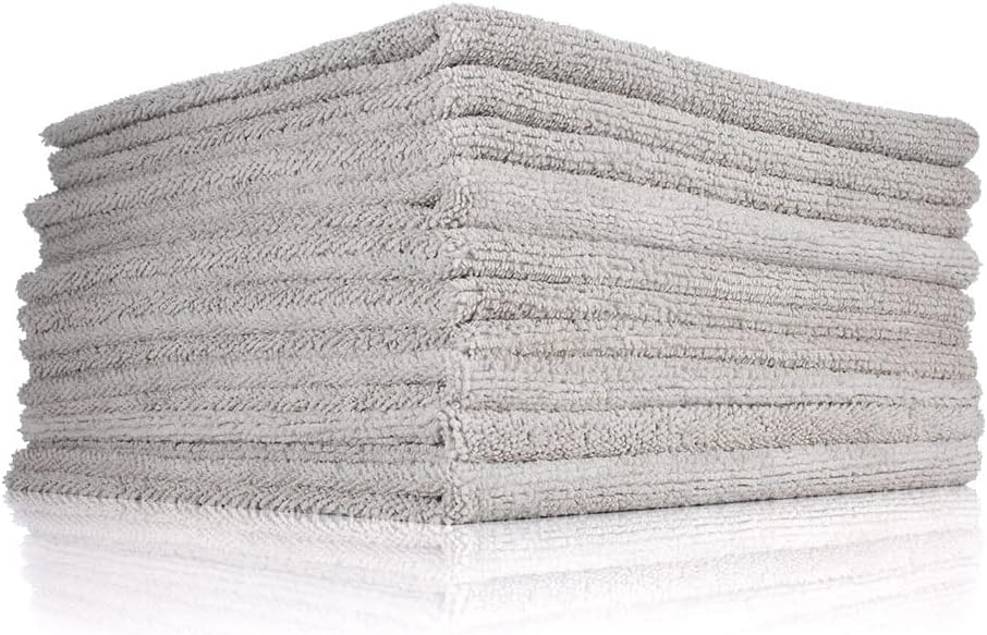 The Rag Company - Edgeless 300 - Microfiber Detailing Towels, Perfect for Removing Polishes, Sealants, and Glaze; Great for Interior Cleaning and Dirty Jobs; 300GSM, 16in x 16in, Light Blue (10-Pack)