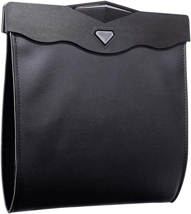 Car Leather Trash Bag Smart LED Waterproof Organizer Storage Garbage Can (Black)