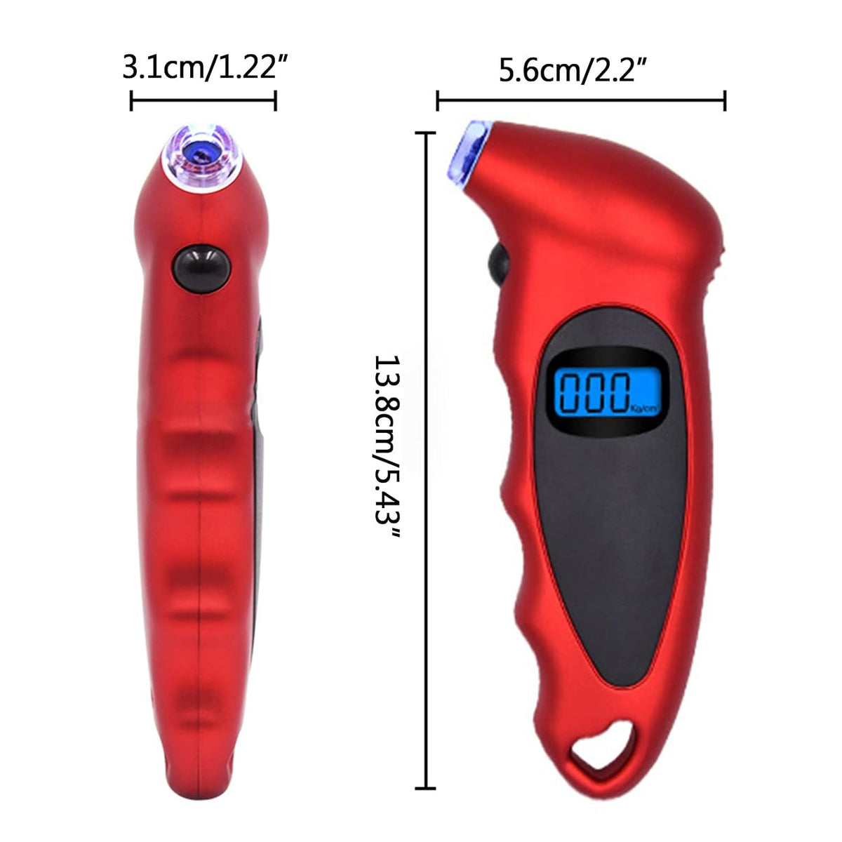Digital Tyre Pressure Gauge 4 Ranges 0-10bar with Backlight, Blue