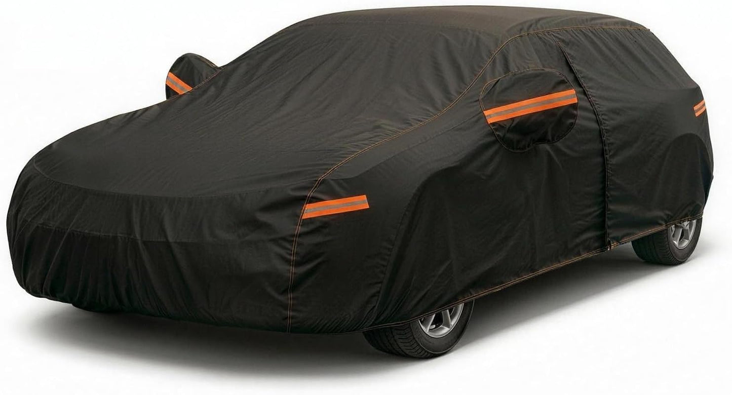 6 Layer Heavy Duty Hatchback Car Cover Waterproof All Weather Protection with Cotton Liner, Universal Fit Nissan Leaf, Honda Civic Hatchback, Mazda 3 Hatchback, Toyota Corolla Hatchback