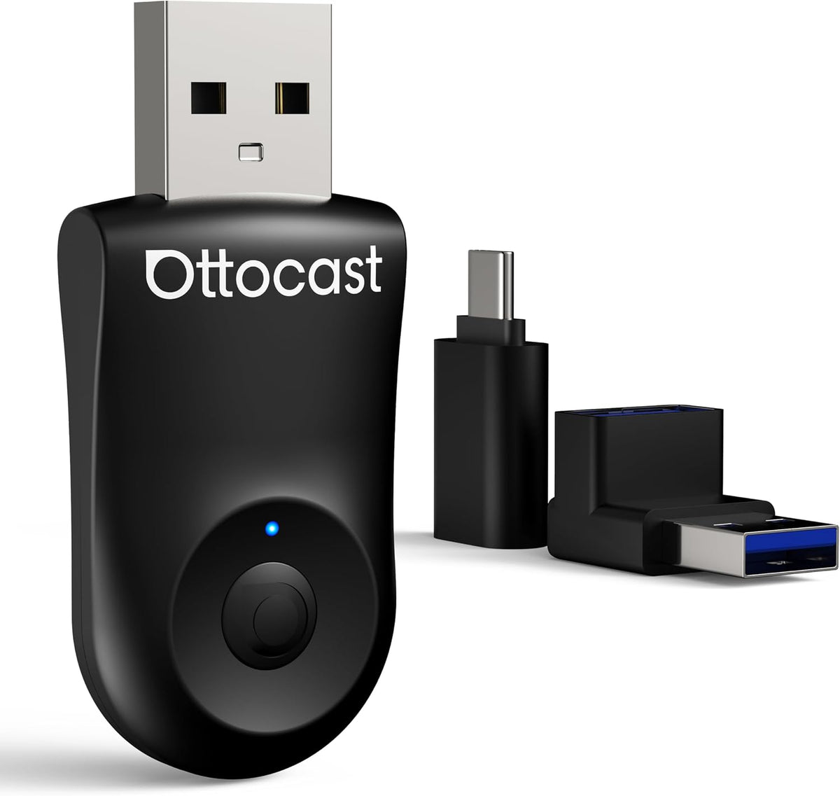 OTTOCAST Mini 2025 Wireless CarPlay & Android Auto 2-in-1 Adapter, Fast Stable Connection, Plug & Play for iPhone & Android Devices (Black)