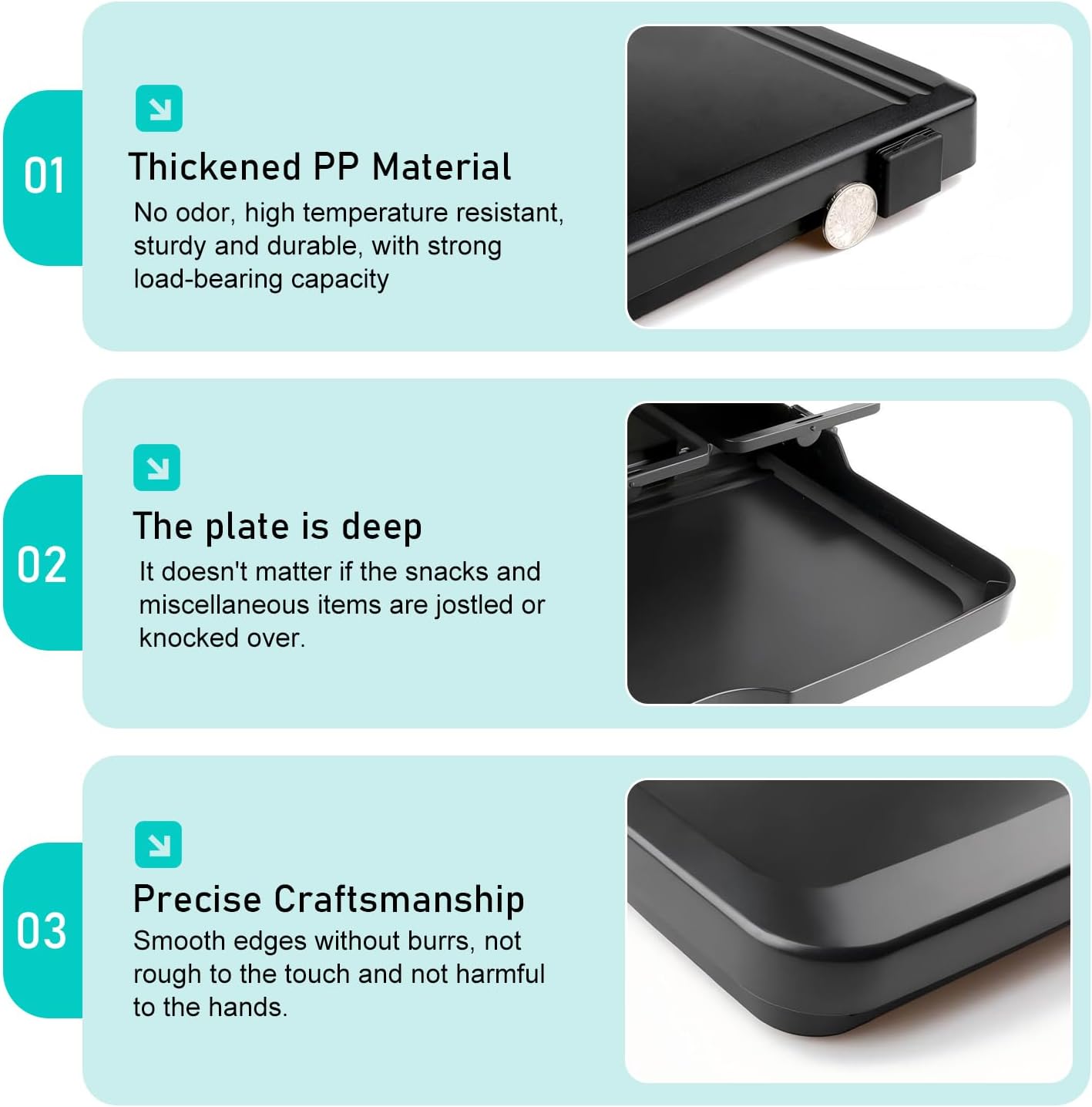 Car Food Tray Holder, Multifunctional Foldable Car Backseat Travel Tray, 13.38" x 7.87" Back Headrest Seat Eating Food Trays, for Food, Meal, Snack, Drinks (Black)
