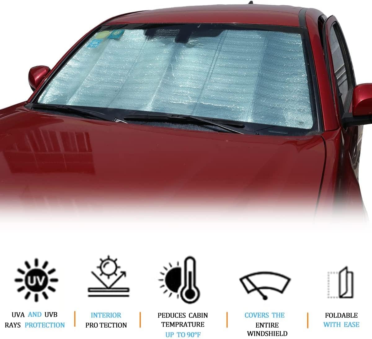 Car Windshield Sun Shade Compatible with Toyota Tacoma 2006-2026 Auto Windshield Sunshades Foldable Blocks UV Rays Sun Visor to Keep Your Vehicle Cool and Damage Free (Style A)