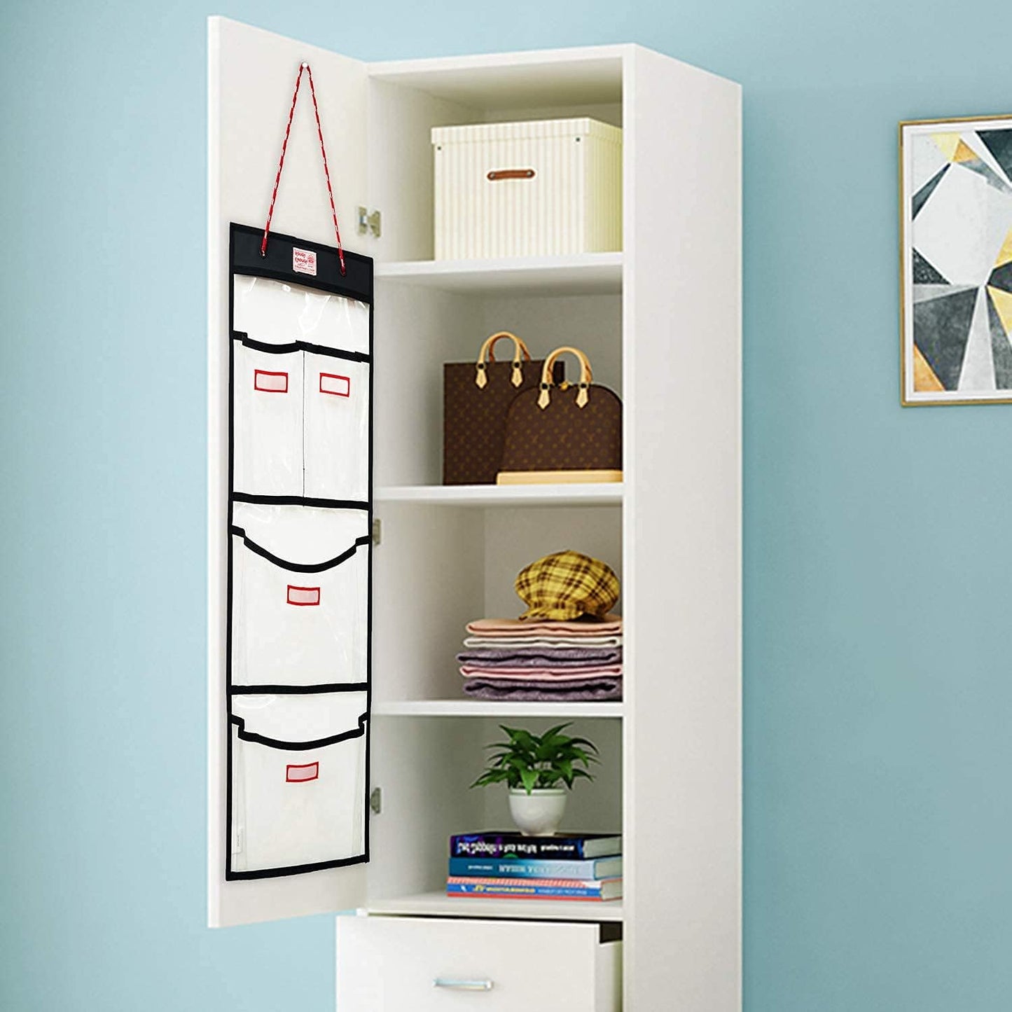 Rough Enough Locker Organizer Hanging Accessories Storage Organization with 4 Pockets for Work Door Gym Wall Clear PVC