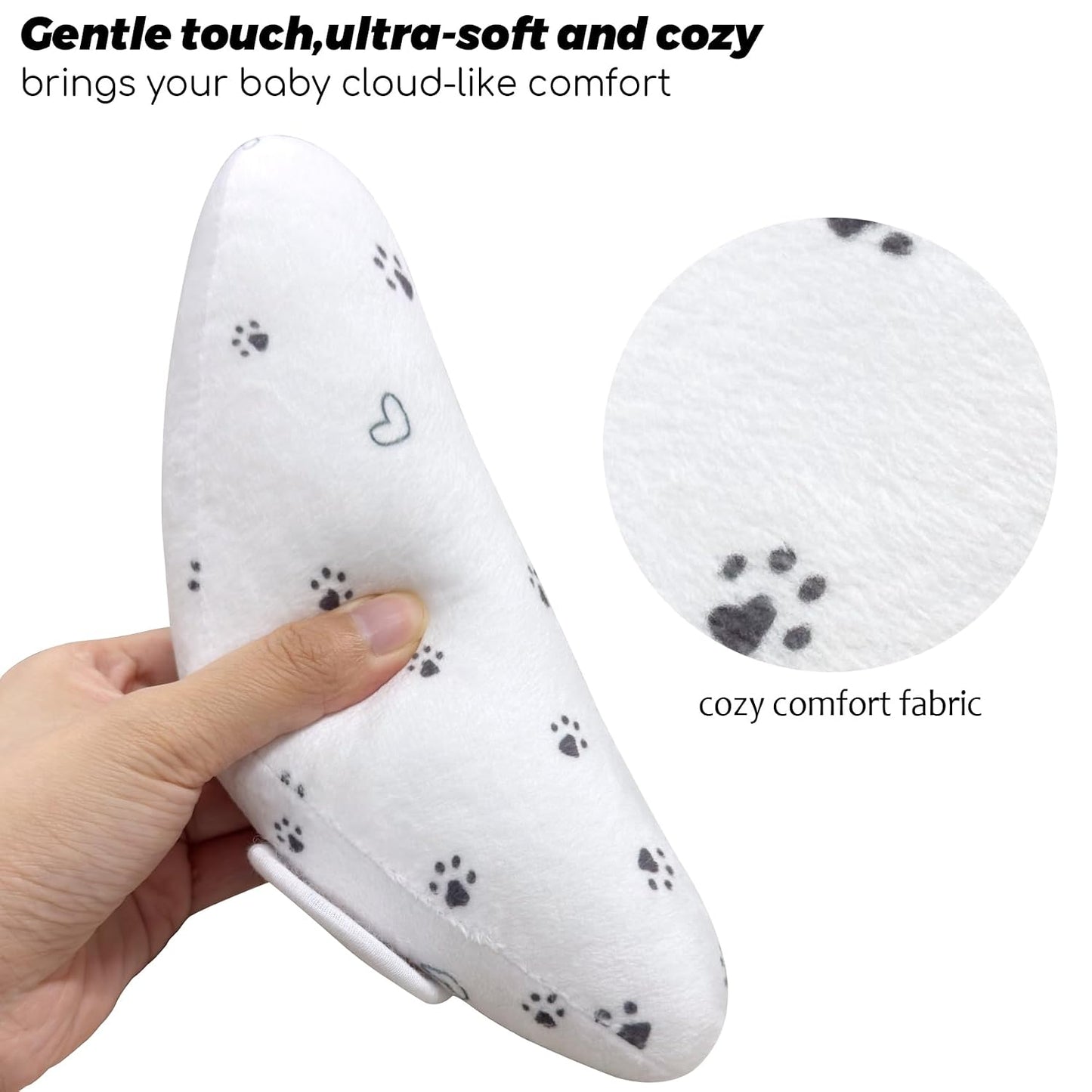 Adjustable Baby Head Neck Support Pillow for Car Seat and Stroller - Soft and Lightweight Cushion for Travel and Daily Use, with Cute Cat Paw Print Pattern Baby Travel