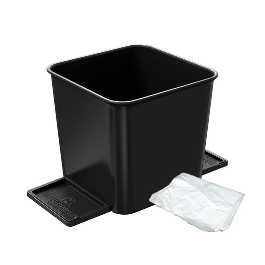 Car Trash Can with Stability Wings – Leakproof Portable Garbage Bin for Fabric & Rubber Mats – Compact Durable Plastic Auto Organizer for Cars, SUVs, Trucks (Black, Small)
