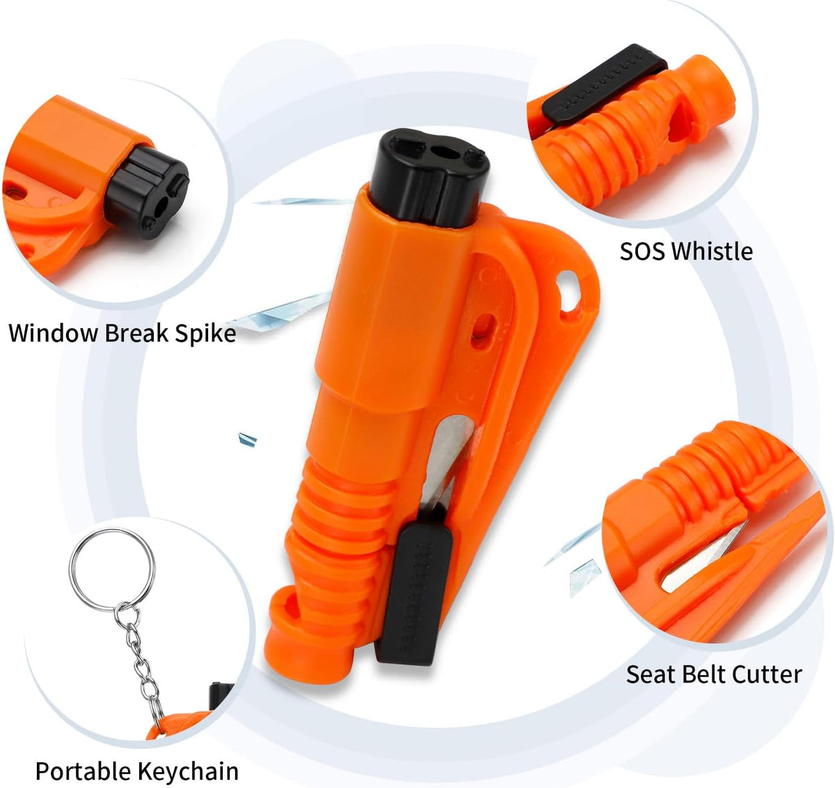 LECART 8 Pack Car Window Glass Breaker Keychain Emergency Escape Tools 3 in 1 Design Safety Tool with Window Breaker Seatbelt Cutter Whistle Instant Vehicle Safety Device for Drivers, Family