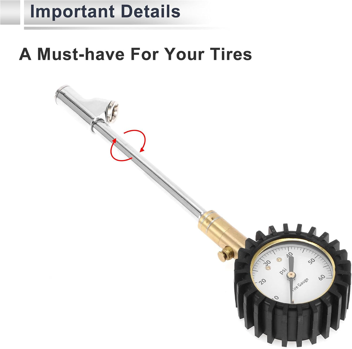 1 Pcs Universal Tire Pressure Gauge 0-60PSI 2.56 Inch Digital Pressure Gauge with Gear Sleeve Tyre Air PSI Meter for Motorcycle SUV Truck