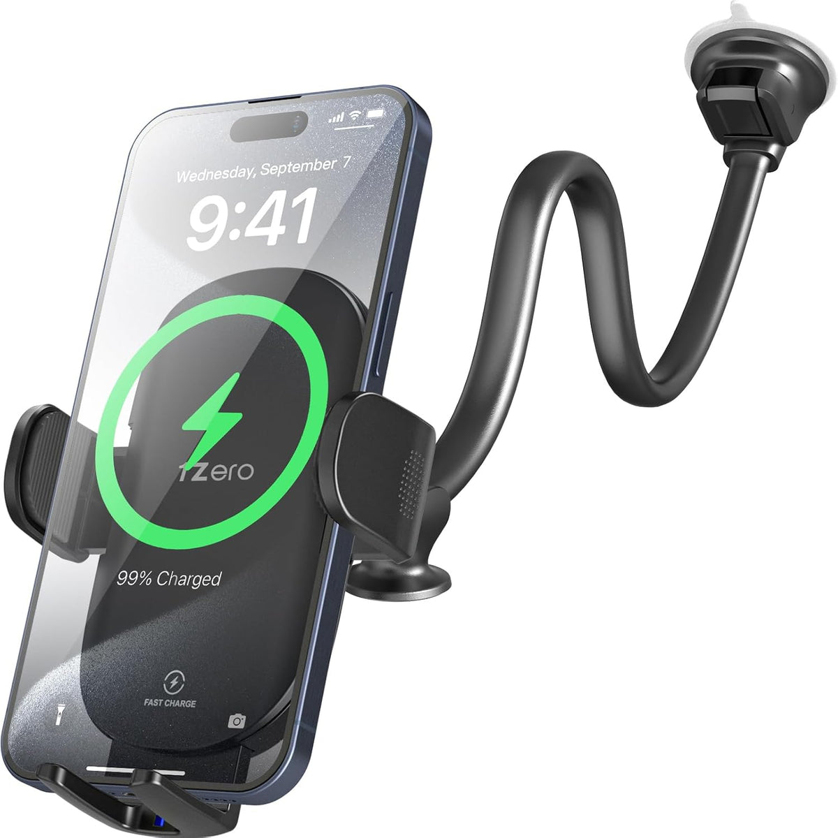 1Zero Solid Car Truck Phone Mount Holder 14" Arm Upgraded Wireless Charger