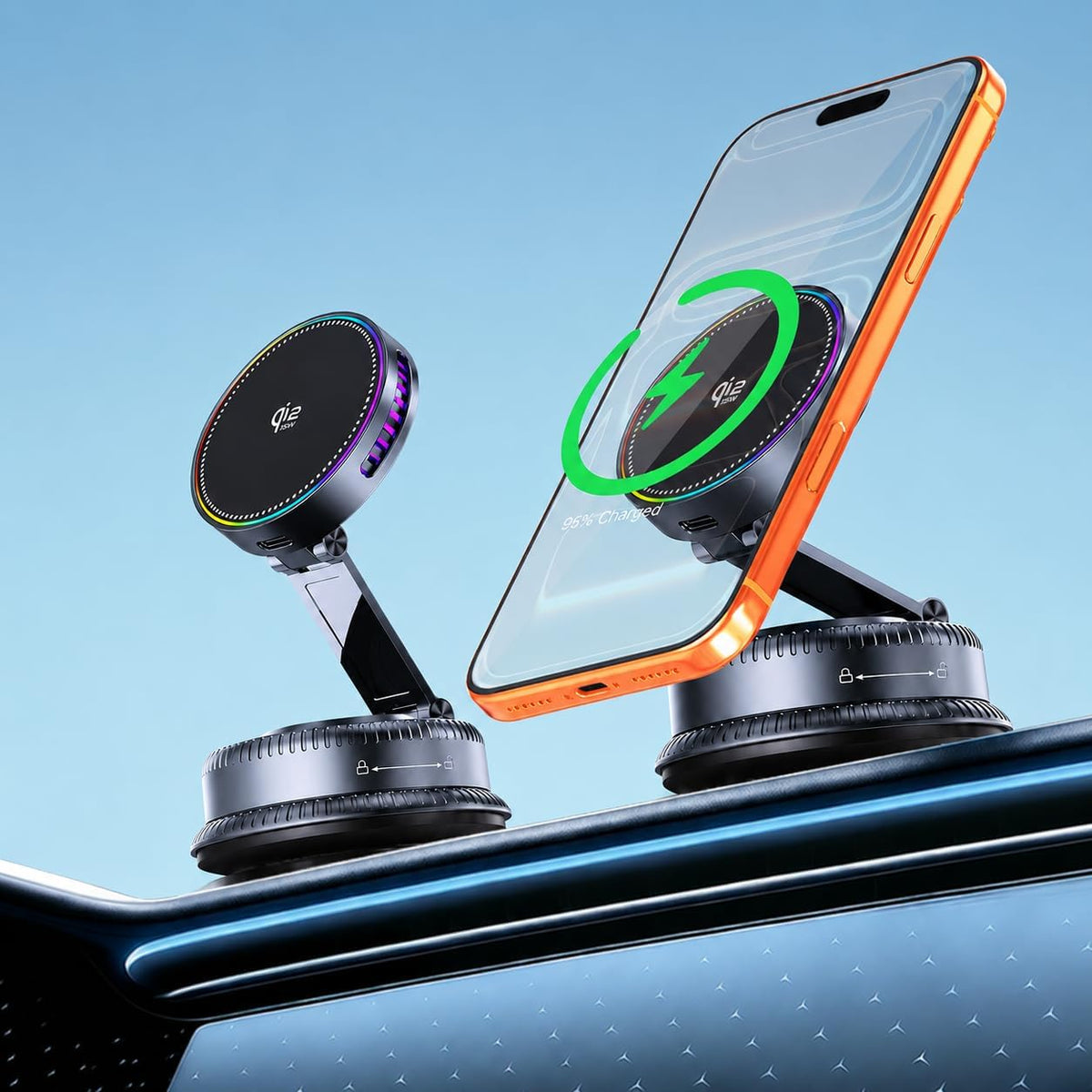 Qi2.2 25W Fast Charging Car Mount Charger, MagSafe Magnetic Phone Holder