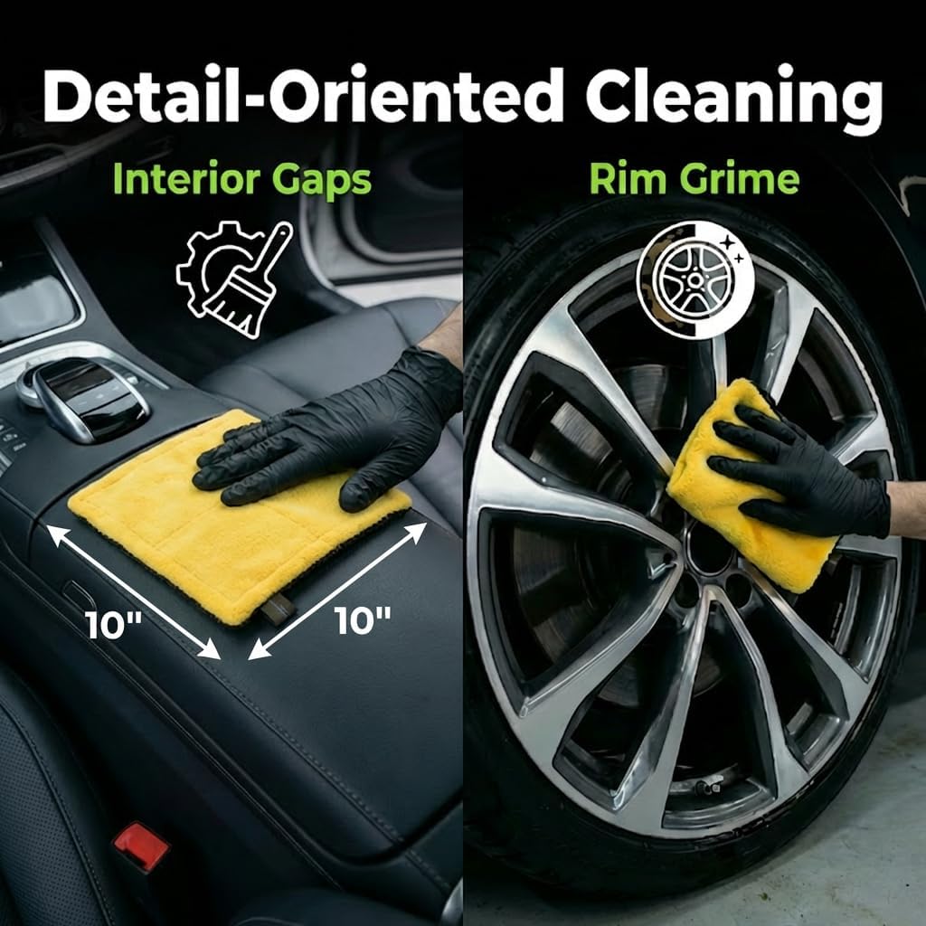 3-Pack Color-Coded Car Drying Towel Set 48"x24" Oversized Microfiber